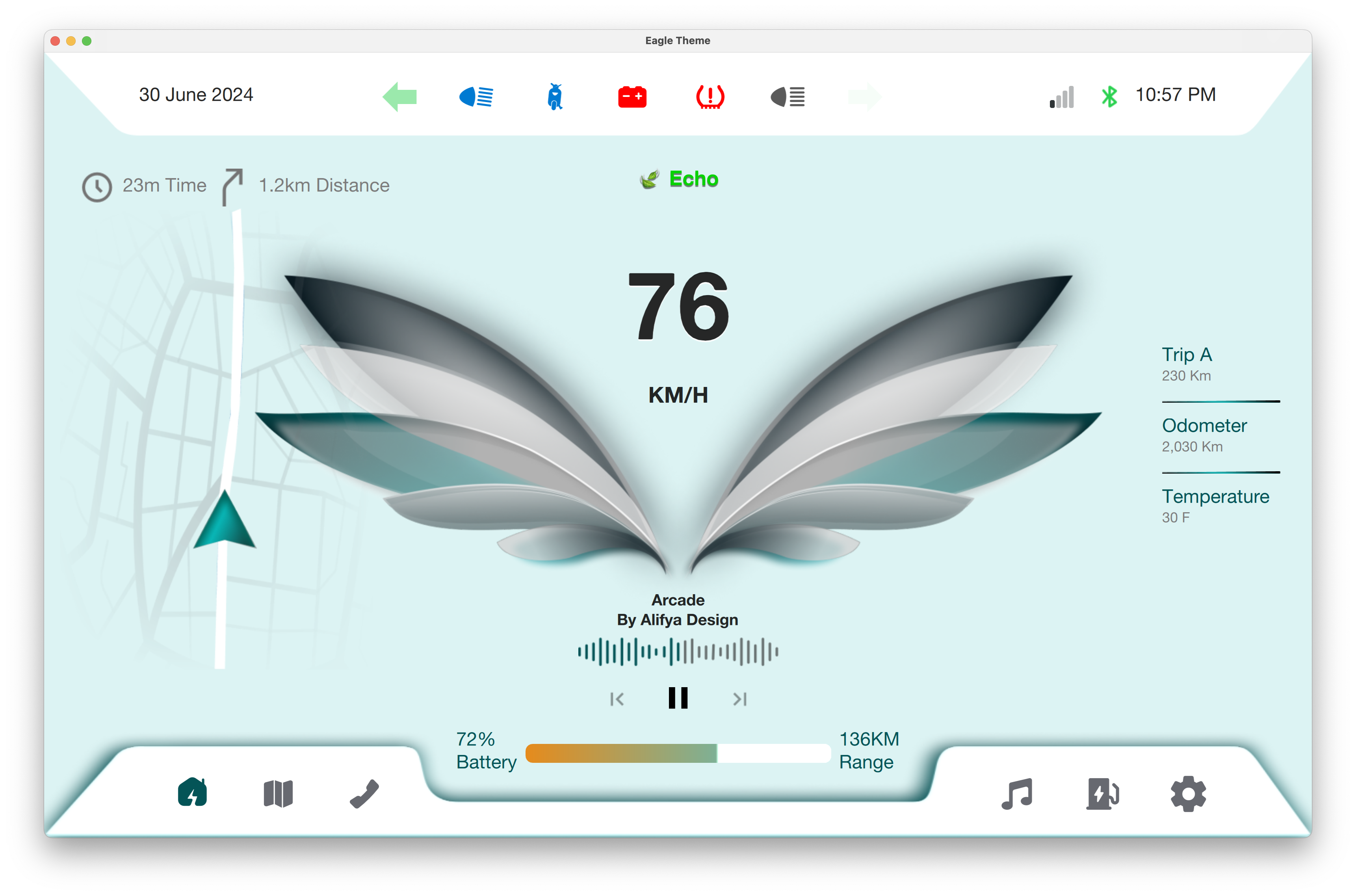 Scooty Dashboard UI Qt/QML project screenshot by TechCoderHub