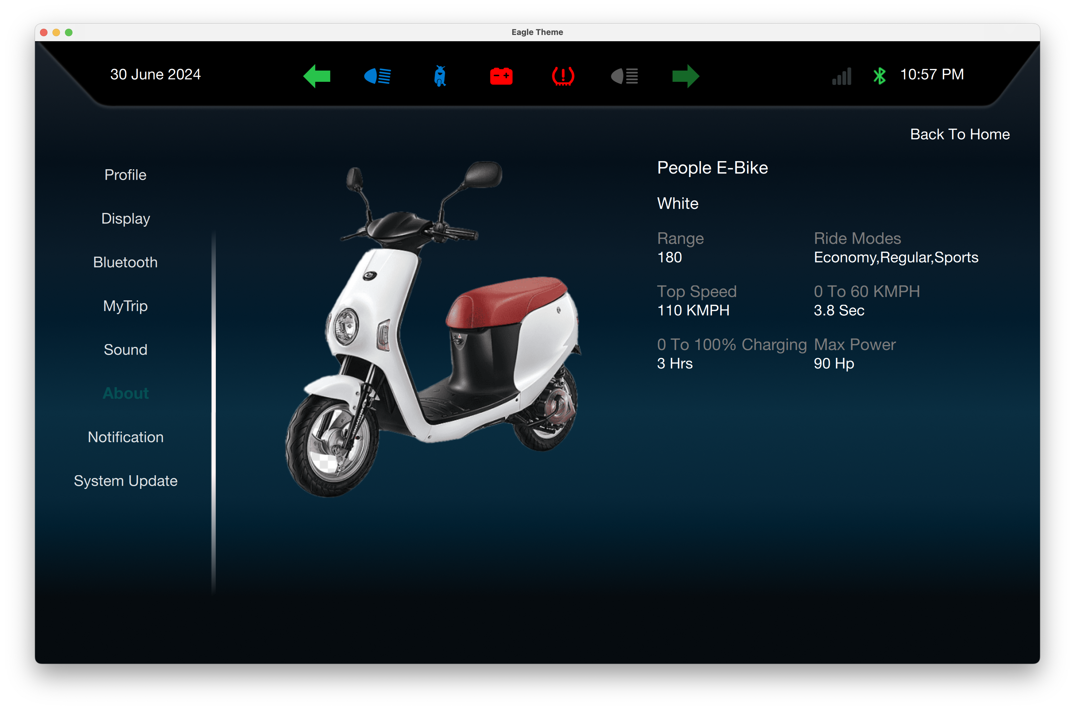 Vehicle Health & Diagnostics Qt/QML interface screenshot