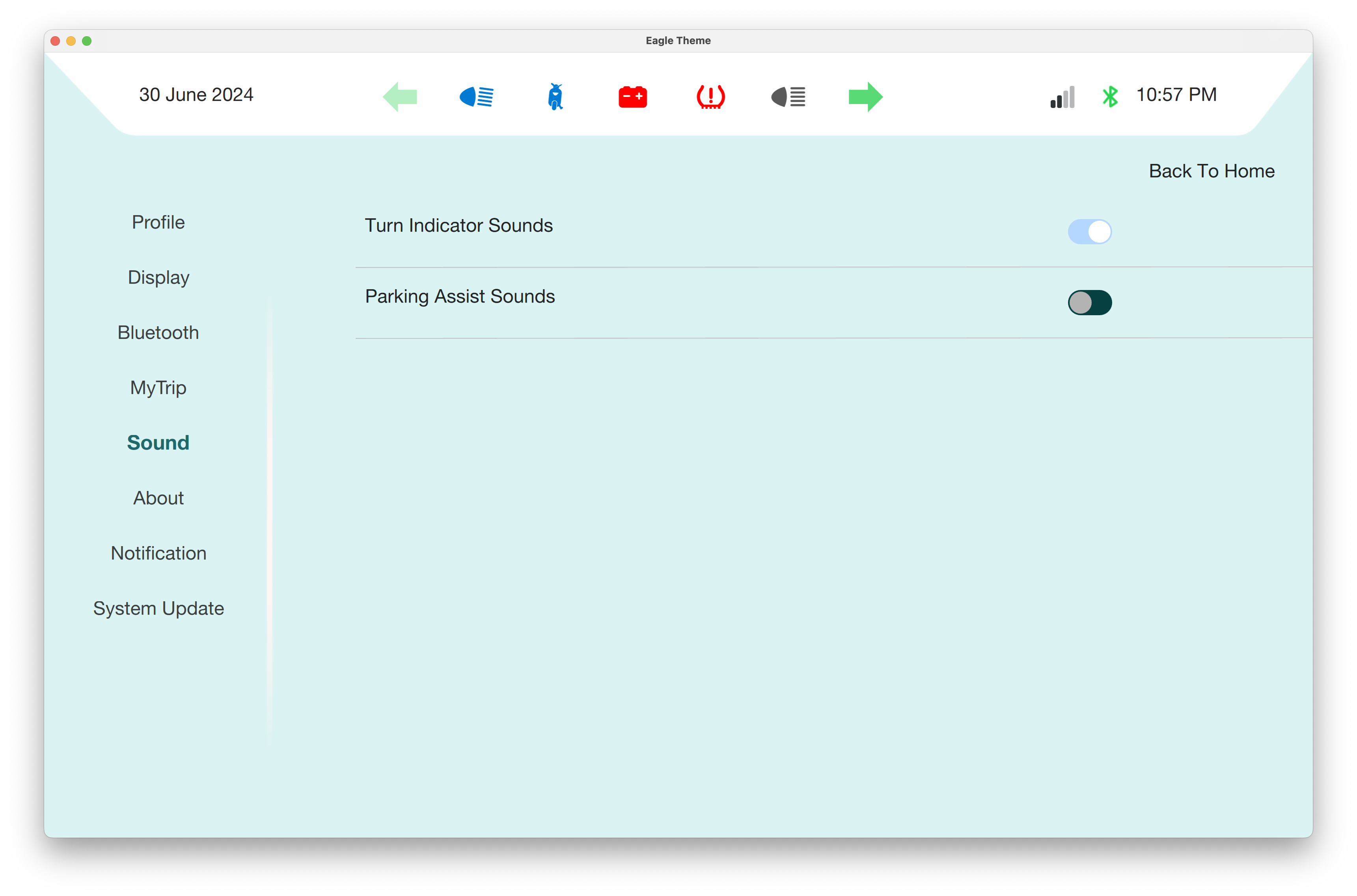 Connectivity & System Status Qt/QML interface screenshot