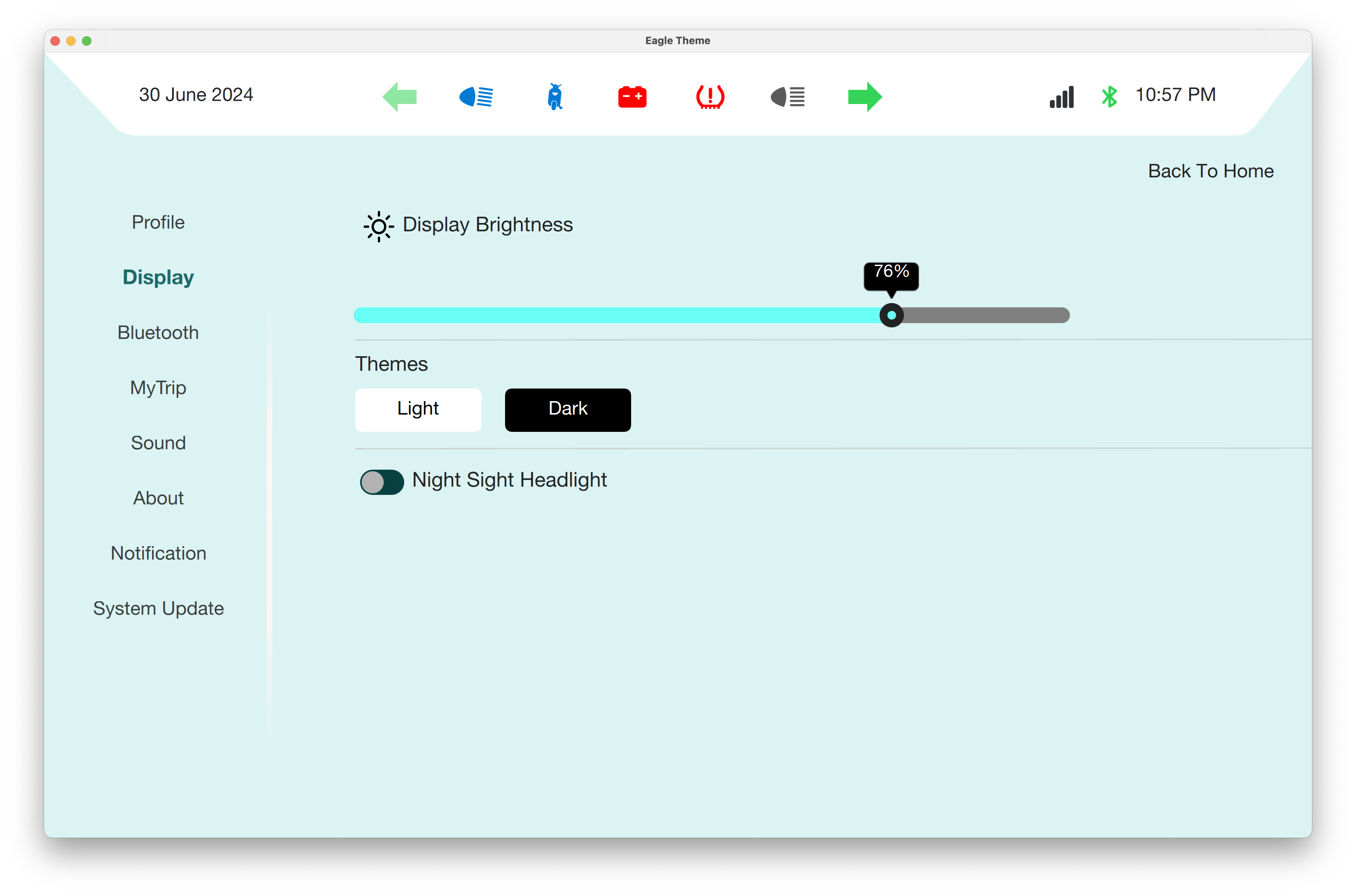 Navigation & Turn Assistance Qt/QML interface screenshot