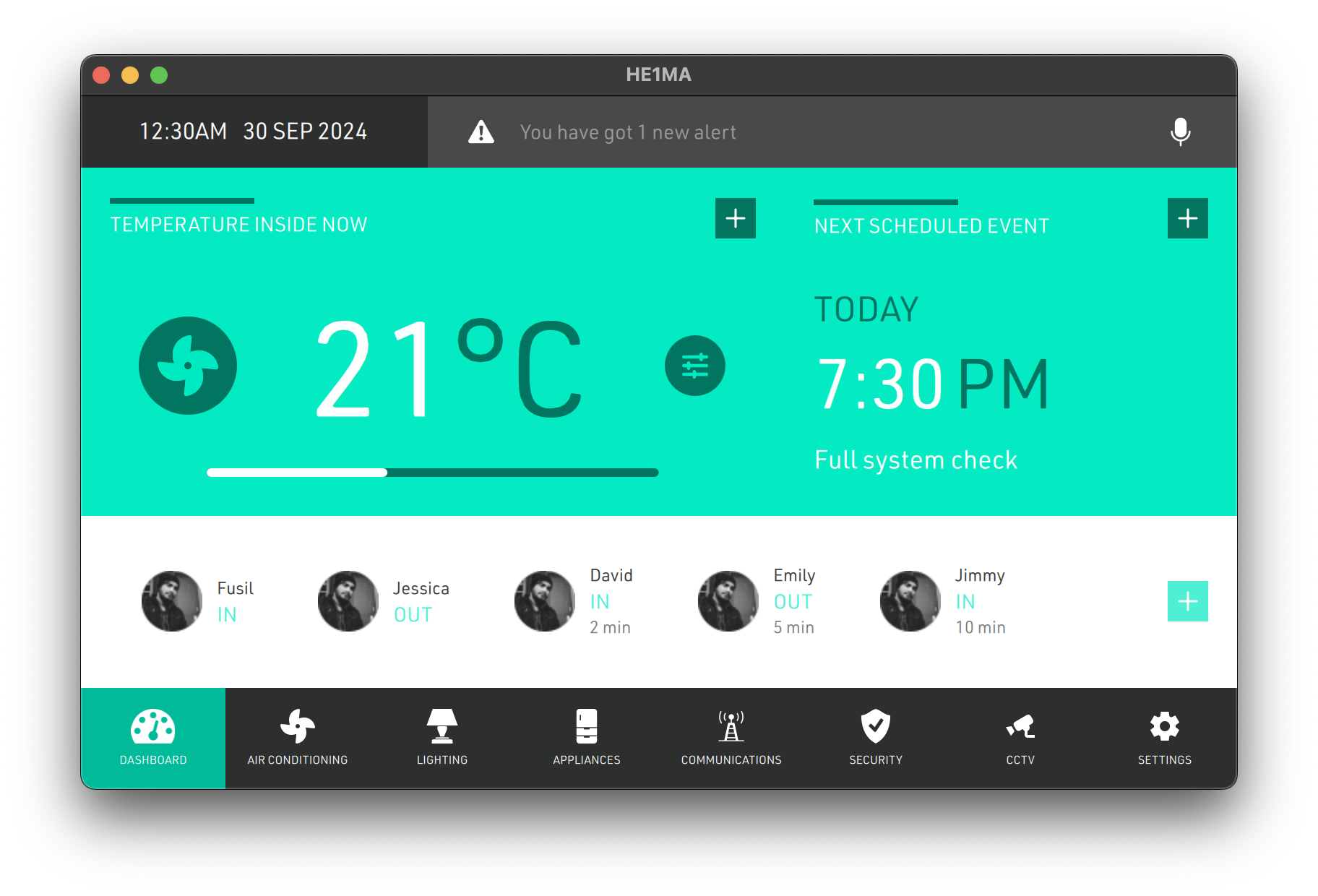 HE1MA Home Automation UI Qt/QML project screenshot by TechCoderHub