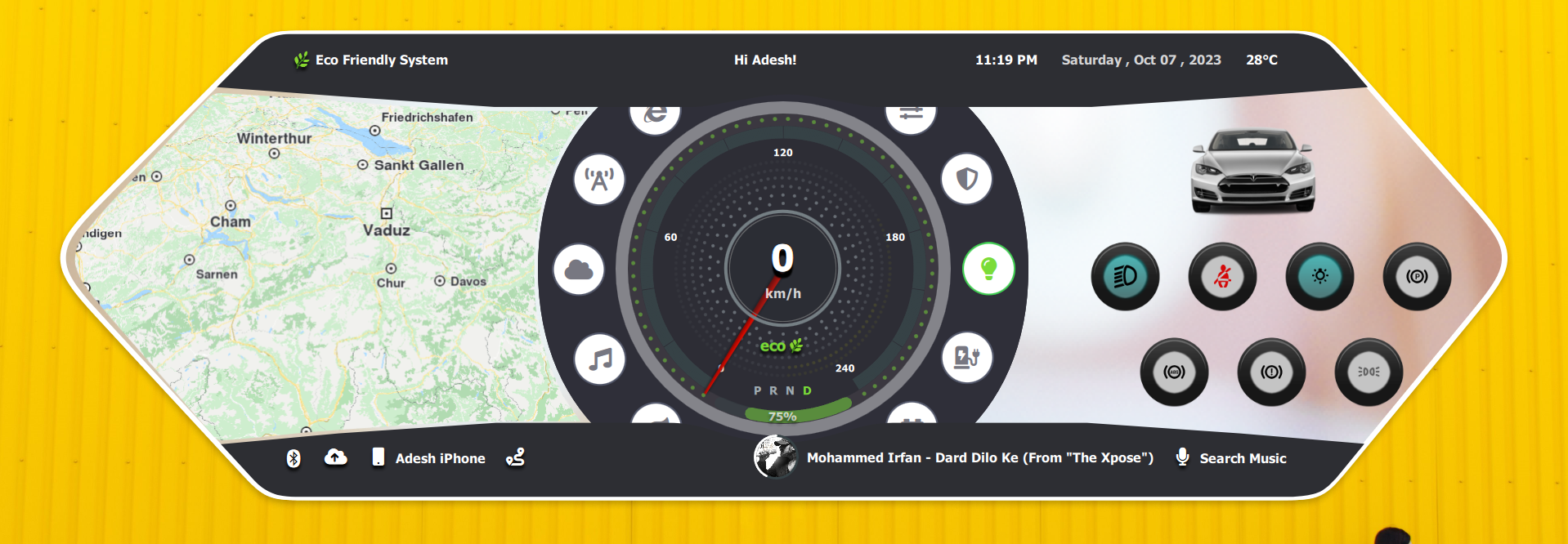 Vehicle Status Overview Qt/QML interface screenshot