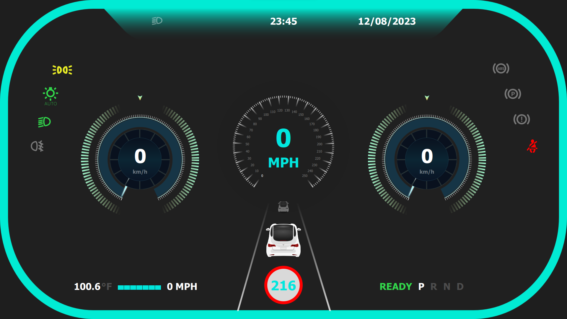 Main Vehicle Dashboard Qt/QML interface screenshot