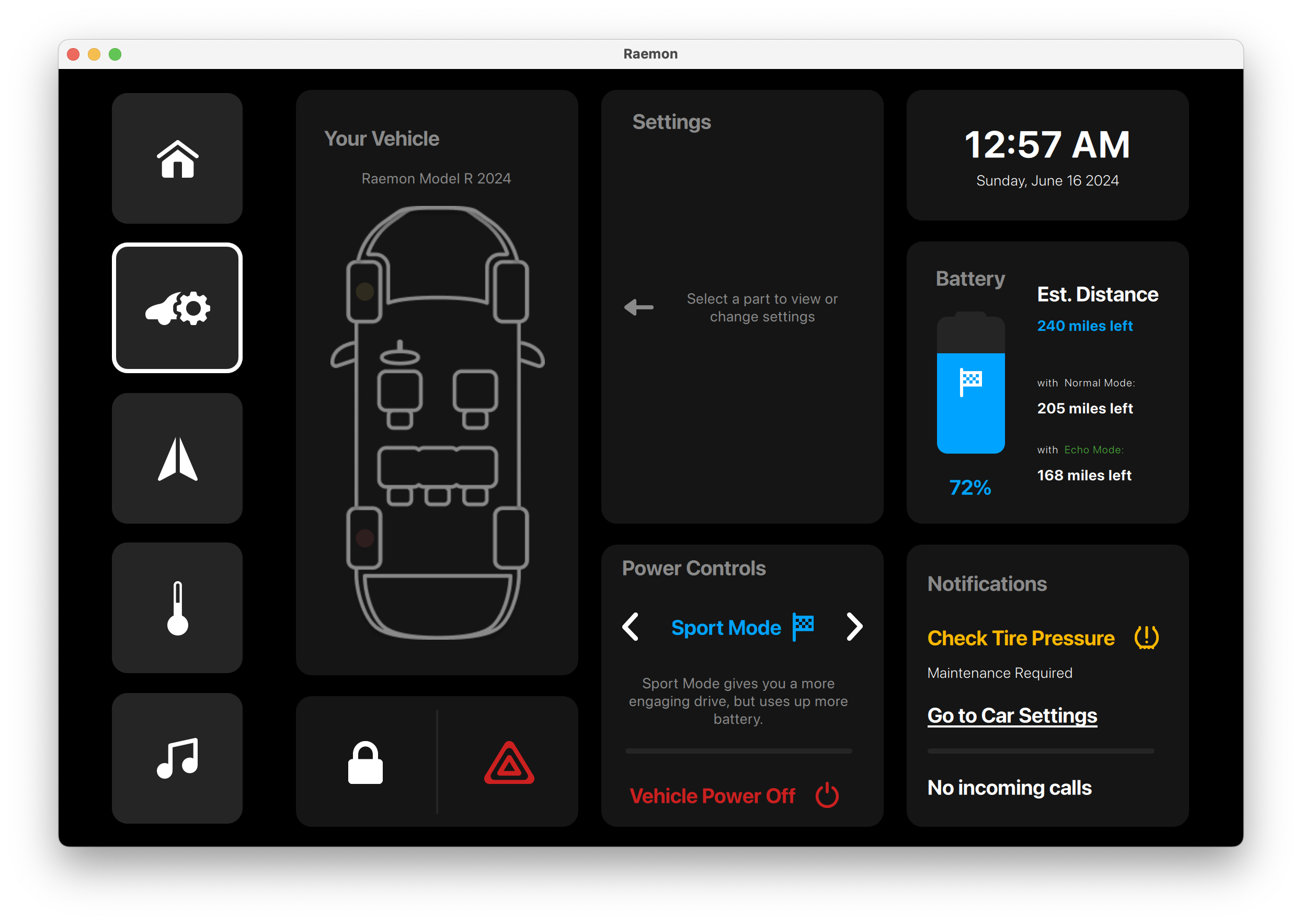 Seat Adjustment Controls Qt/QML interface screenshot