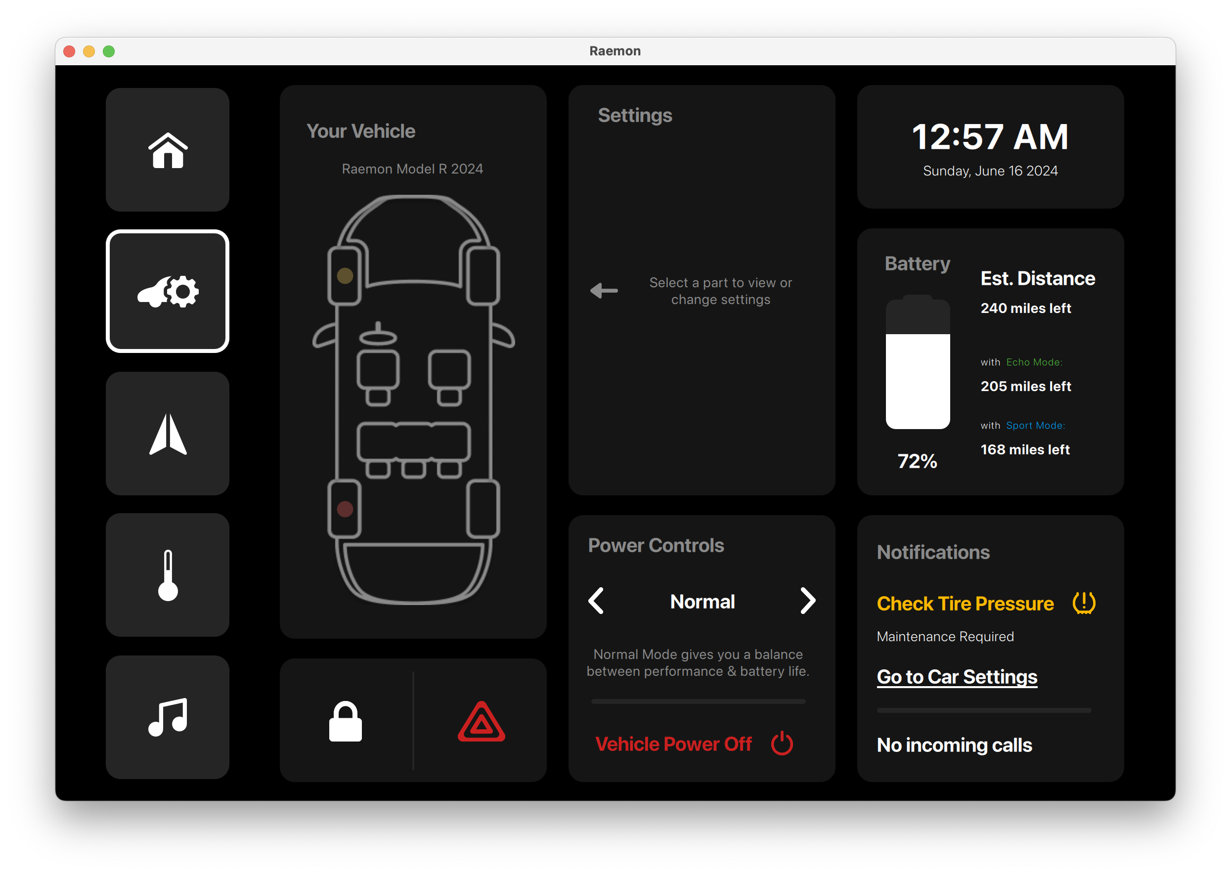 Power Management Panel Qt/QML interface screenshot