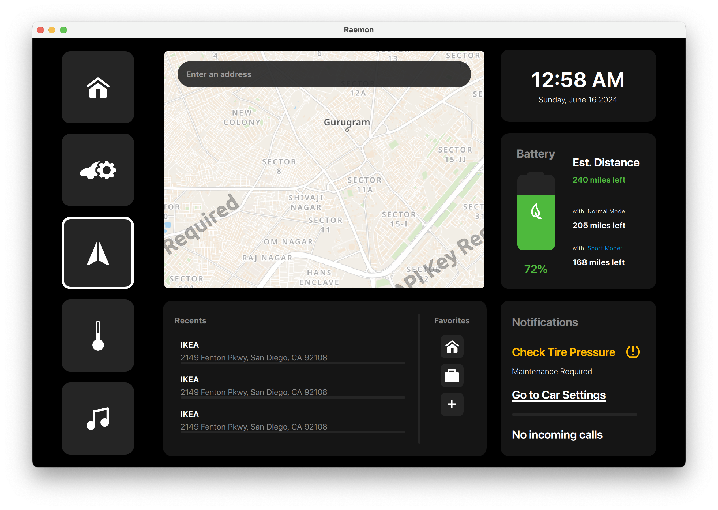 Driver Assistance Systems Qt/QML interface screenshot