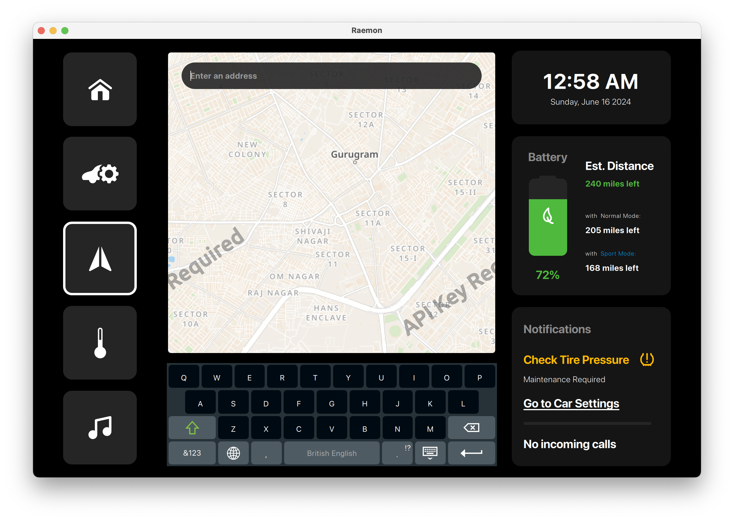 Vehicle Diagnostics Panel Qt/QML interface screenshot