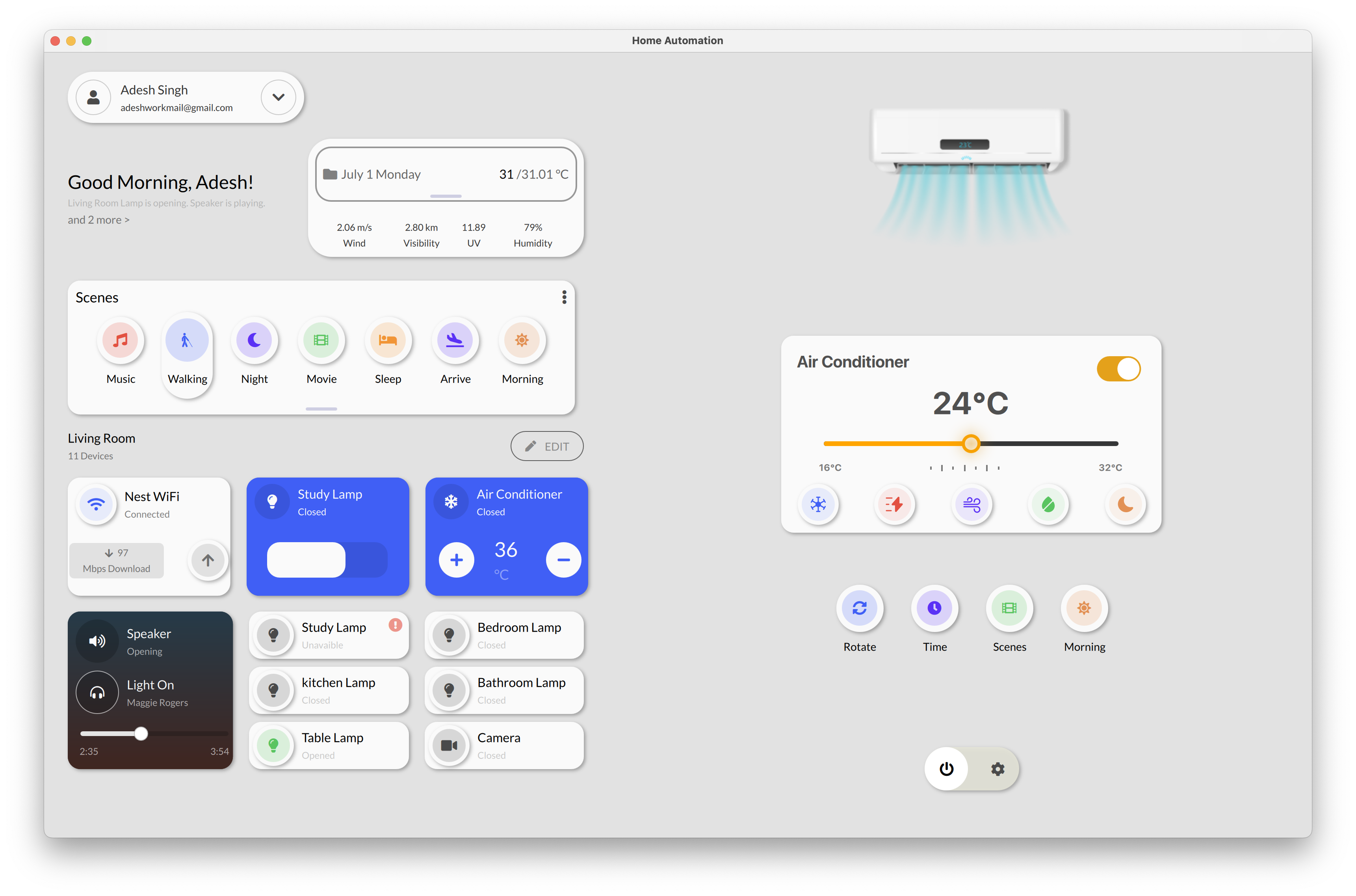 Climate & Temperature Management Qt/QML interface screenshot