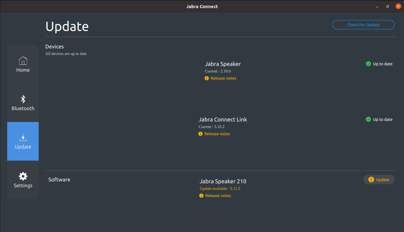 Connection & Pairing Status Qt/QML interface screenshot