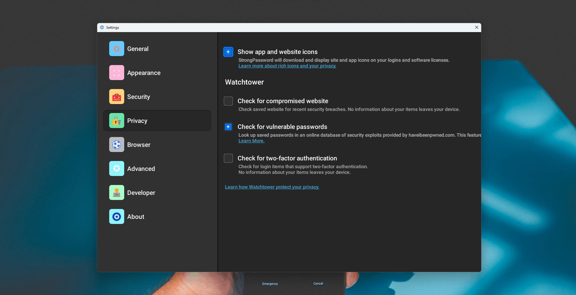 Project Configuration Settings Qt/QML interface screenshot