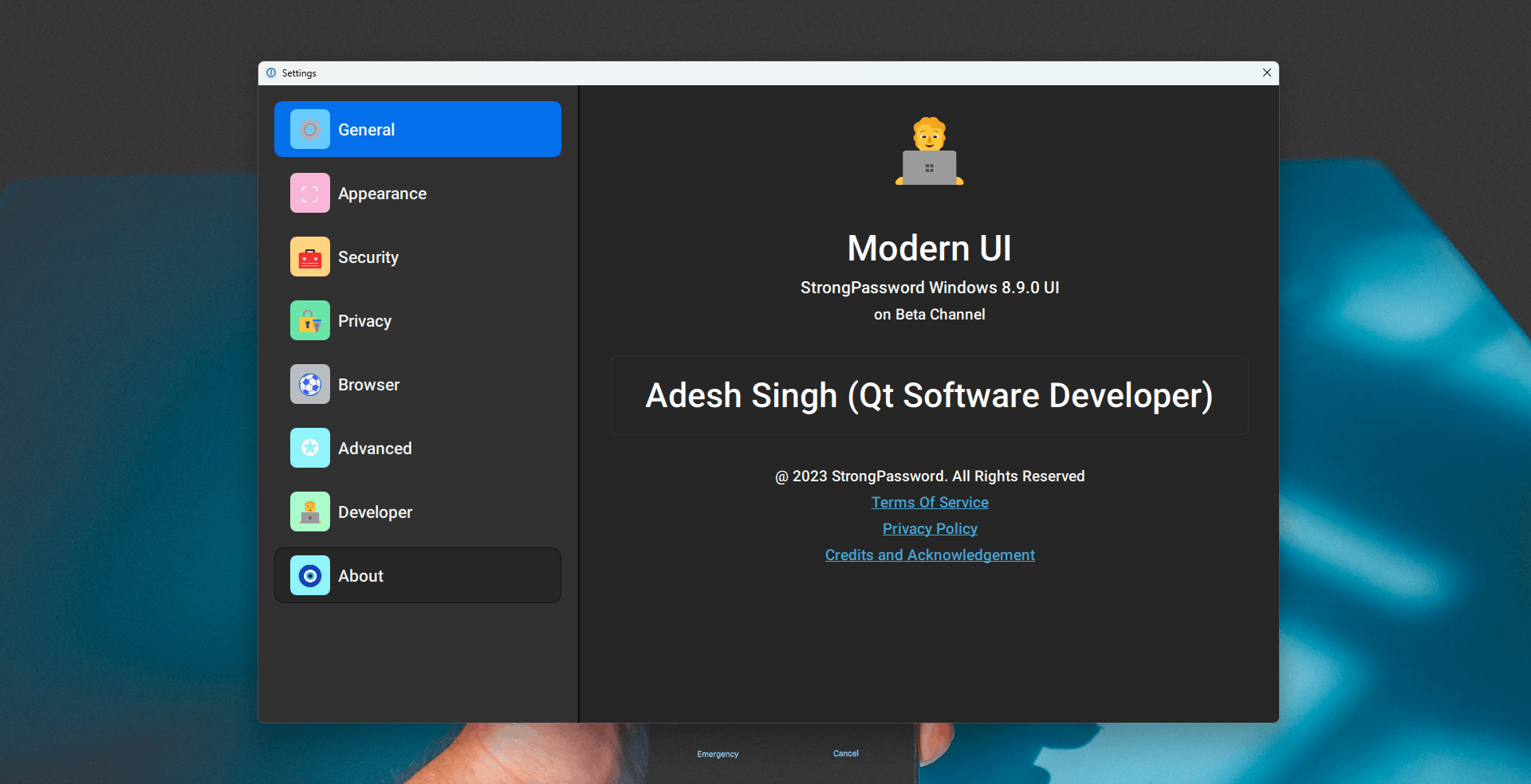 Integration & API Settings Qt/QML interface screenshot