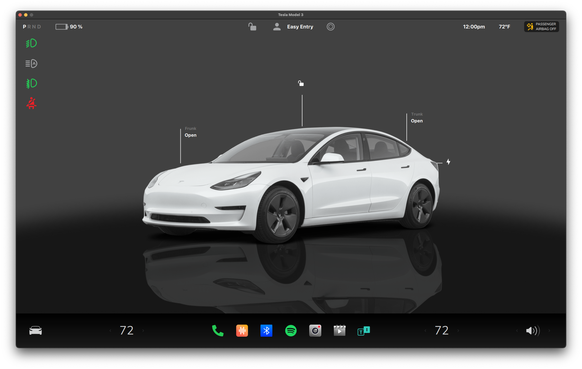 Tesla Dashboard UI Qt/QML project screenshot by TechCoderHub